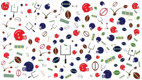 Football pattern design file showing detailed helmet motifs and goal post elements on white background