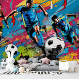 Football street art mural bringing energy to gym wall design