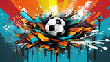Football graffiti wallpaper design file showing vibrant color details and street art elements