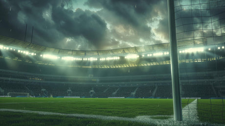 Design file of football stadium wallpaper showing detailed night game scene with rain effects