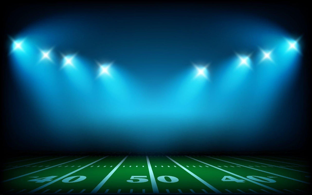 Football stadium design file showing detailed night lights and field pattern