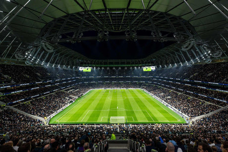 Football stadium wallpaper design file showing detailed professional arena view with pitch and stands