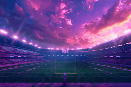 Football stadium design file showing detailed purple sunset sky pattern