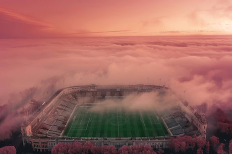 Stadium wallpaper design file showing detailed architecture and sunset sky pattern