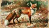 Forest fox wallpaper design file showing detailed autumn scene with artistic oil painting effect