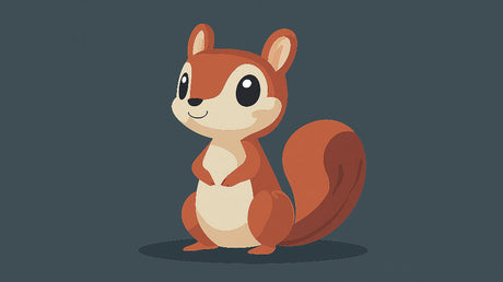 Cartoon squirrel wallpaper design file showing the complete pattern and character details