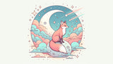 Forest animal wallpaper design file showing dreamy fox on moon with twinkling stars pattern
