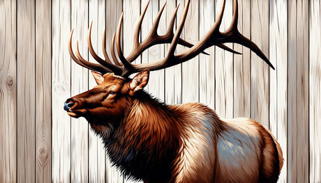 Detailed elk wall mural design file showing rich wood grain texture and realistic wildlife artwork