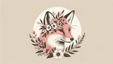 Forest Animal Wallpaper design file showing detailed pink fox illustration with delicate floral crown pattern