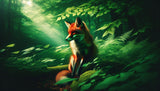 Forest fox wallpaper design file showing detailed mystical woodland scene with sunbeams and red fox