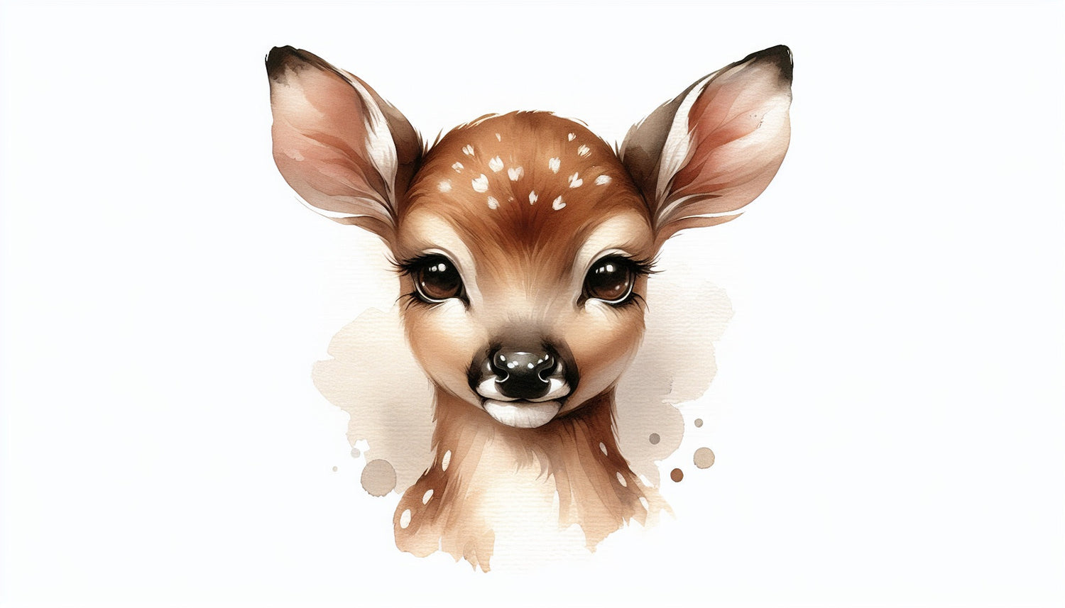 Forest animal wallpaper design file showing detailed watercolor baby deer portrait pattern