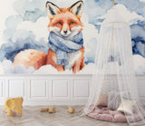Fox Wall Mural showcased in a modern children's bedroom with minimal decor