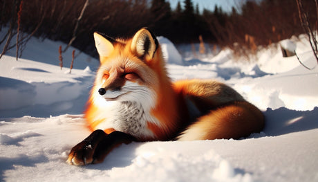 Winter fox wall mural design file showing detailed snow scene and forest elements