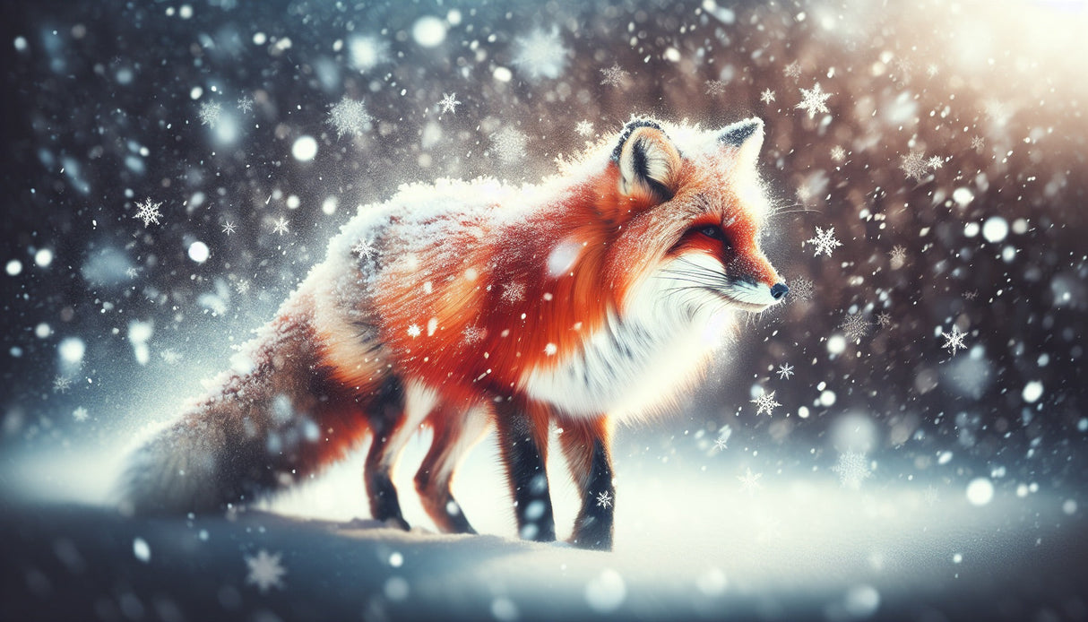 Winter fox wallpaper design file showing detailed snow forest scene and fox pattern