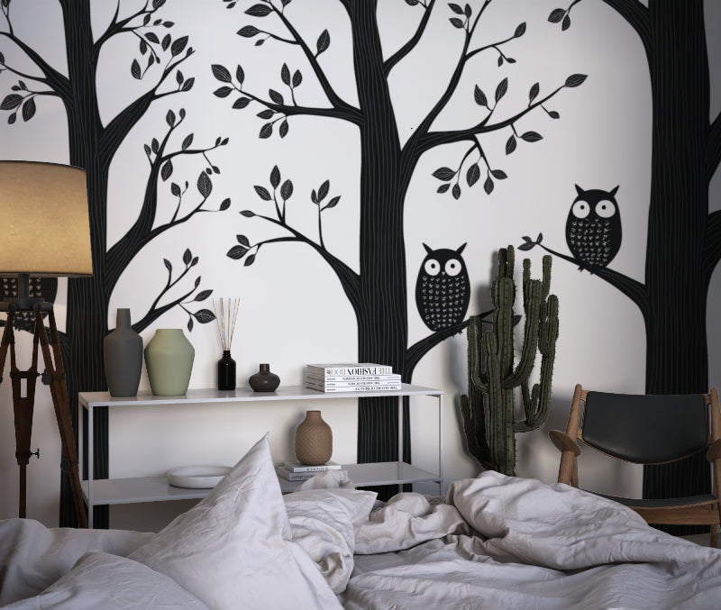 Forest animal mural making a statement in a child's reading corner