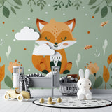 Forest themed wall mural showcased in a gender-neutral nursery setting