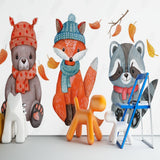 Waldtiere Tapete | Niedliches Winterfreunde Design