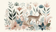 Forest deer wallpaper in cozy nursery with natural light showing botanical garden design