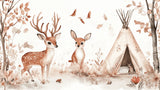 Watercolor forest animals design file showing detailed deer and teepee pattern