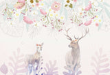 Design file showing the complete forest animals pattern with enchanted deer and pink florals