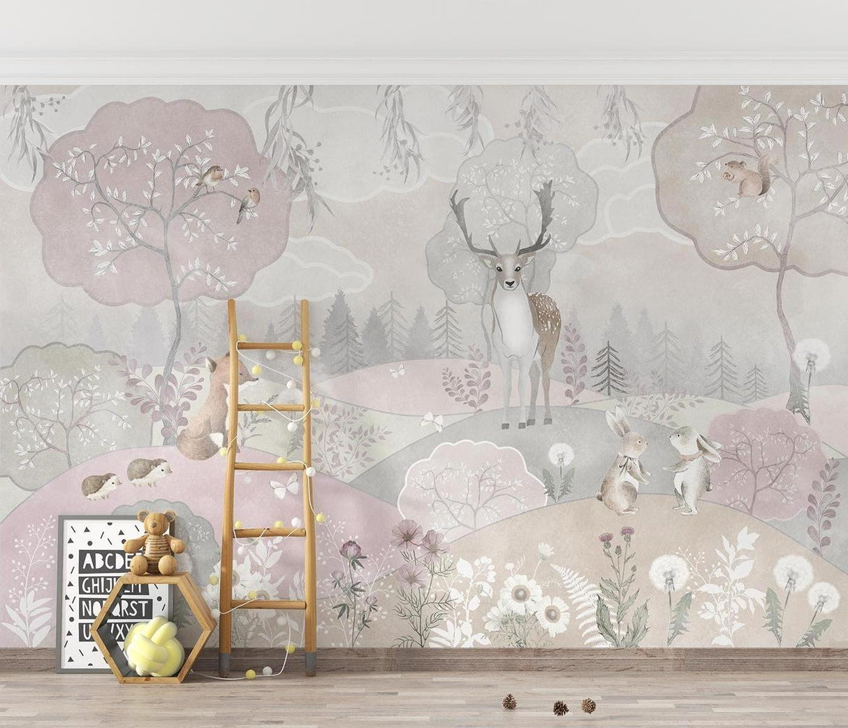 Woodland Animal Wallpaper bringing charm to a child's reading nook