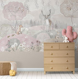 Forest Mural Wallpaper showcased in a bright playroom setting