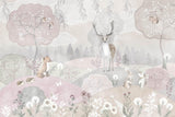 Forest Animals Wallpaper design file showing detailed woodland scene with deer and rabbits
