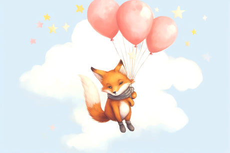 Flying Fox with Pink Balloons design file showing detailed pattern and soft color palette