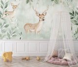 Nature-inspired wall mural creating peaceful atmosphere in home office