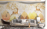 Forest Mural with autumn leaves displayed in home office, showing scale and detail
