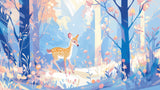 Forest Animals Wallpaper design file showing detailed deer and woodland pattern with soft pastel colors