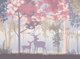Forest animals wallpaper design file showing full deer silhouette pattern in pastel colors