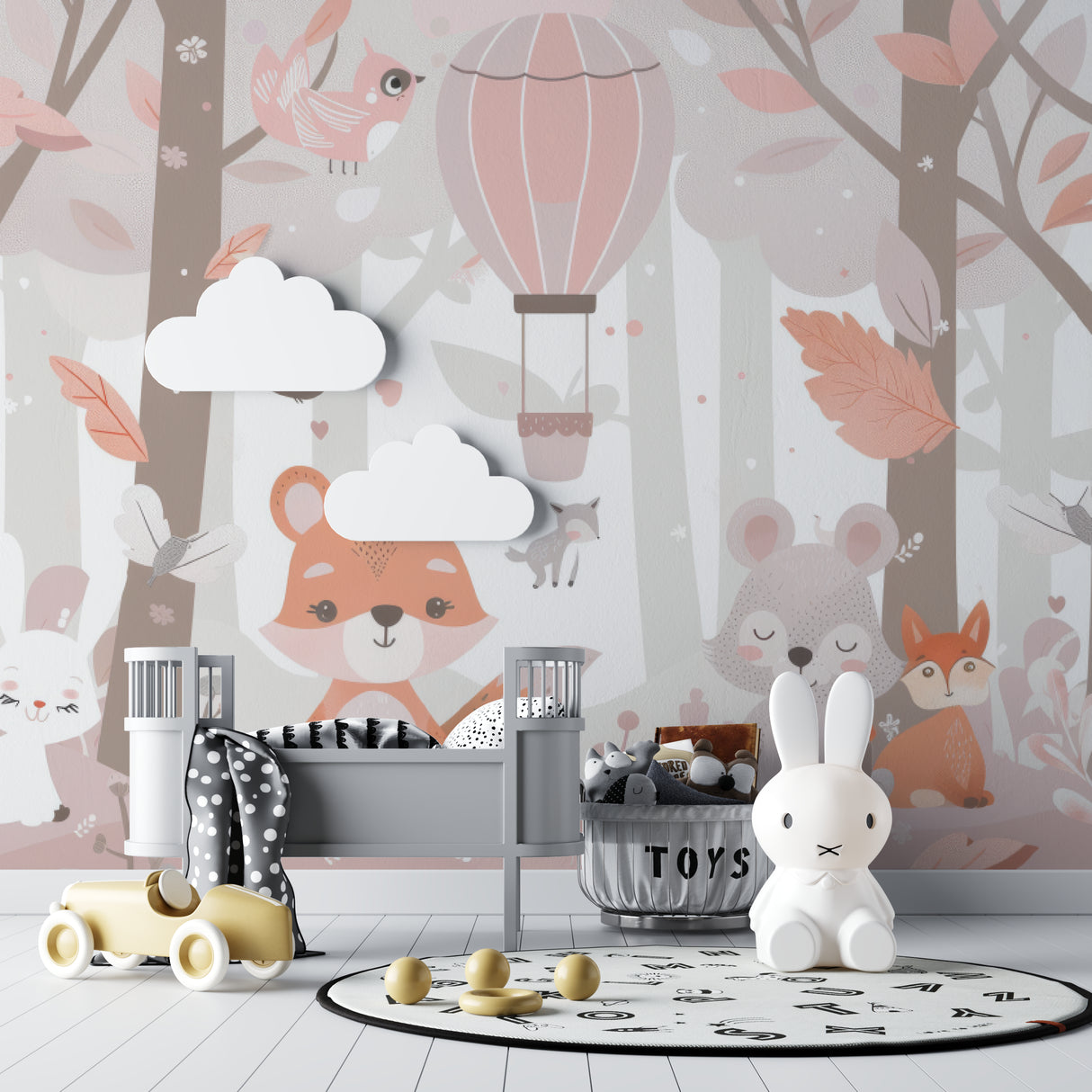 Woodland Animals Wallpaper creating magic in a baby girl's room