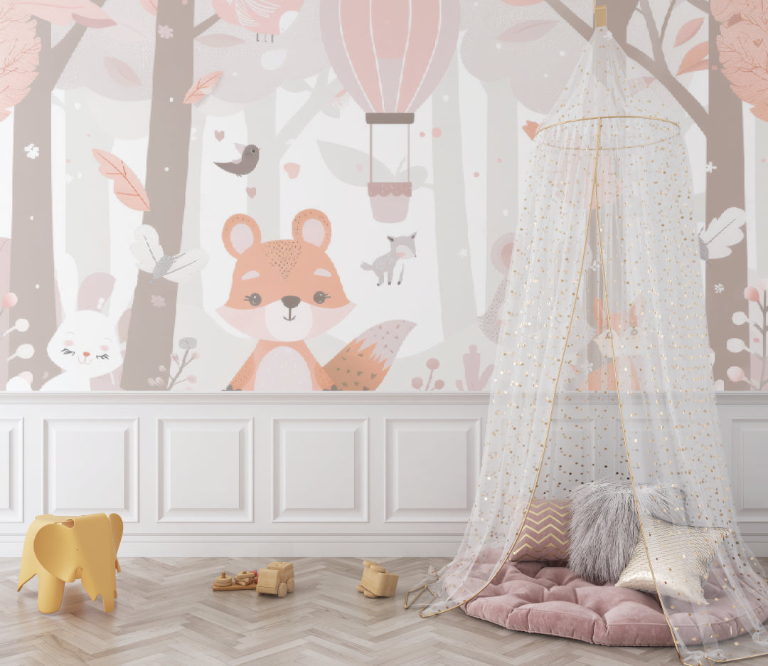 Forest Friends Wallpaper in a modern children's bedroom