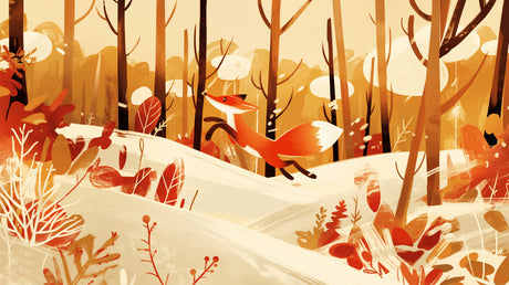 Playful fox wallpaper brightening up a kid's reading nook with soft cushions
