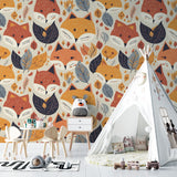 Forest Animals Wallpaper in minimalist kids room with neutral decor
