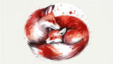 Red fox watercolor design file showing detailed circular pattern with ink splatter effects