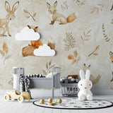 Forest animals wallpaper creating calm atmosphere in toddler's bedroom