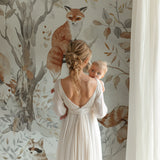 Woodland Wallpaper creating focal point in modern kids room