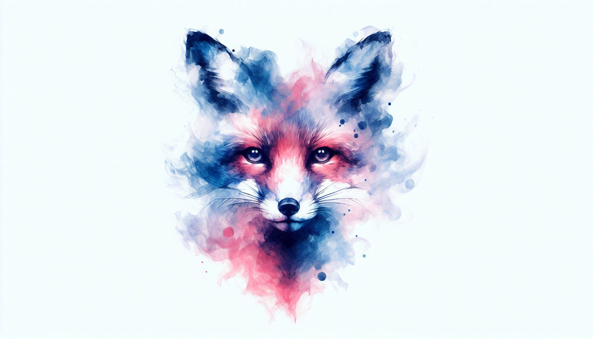 Watercolor Fox design file showing detailed brushstrokes and dreamy color palette