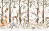 Woodland Animals Wallpaper design file showing detailed watercolor artwork and pattern layout