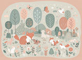 Fox and butterfly forest wallpaper design file showing intricate pattern details and soft color palette