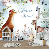 Woodland wallpaper bringing charm to a child's reading nook with natural light