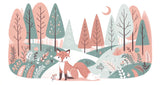 Forest Fox Wallpaper design file showing intricate pattern details and pastel color palette
