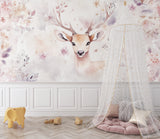 Forest animal mural in playroom setting showing full wall application