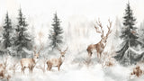 Design file of deer and pine trees pattern showing full winter forest scene detail