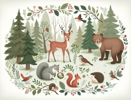 Forest Animals Wallpaper design file with detailed woodland scene and nature elements