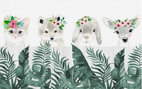 Design file showing detailed woodland animals pattern with deer and forest creatures