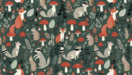 Woodland fox and mushroom design file showing intricate pattern details and rich forest colors
