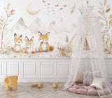 Playroom decorated with Woodland Fox Wallpaper showing scale and room atmosphere